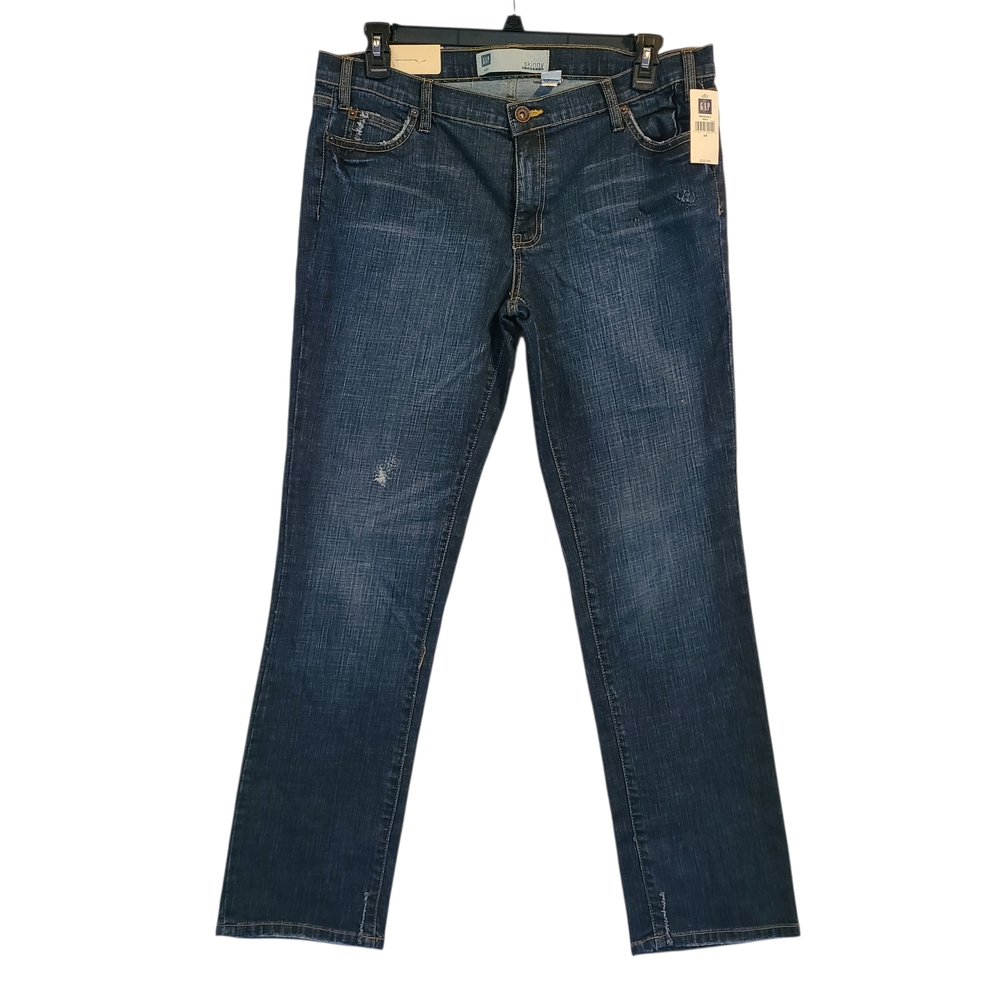 NWT Gap Skinny Fit Low Rise Jeans Crosshatch Authentic 14R Y2K 2006 9.5" Rise